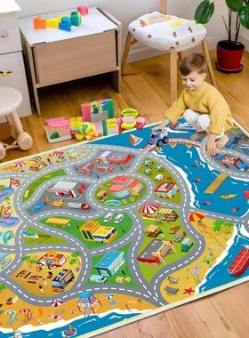 Car Play Mat for Boys and Girls Highway City Traffic-Themed