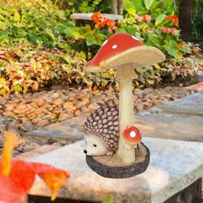 Mushroom Hedgehog Statue Resin Ornament Animal Sculpture