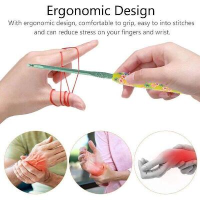 9 Pcs Polymer Handle Aluminum Crochet Hook Keychain Kit