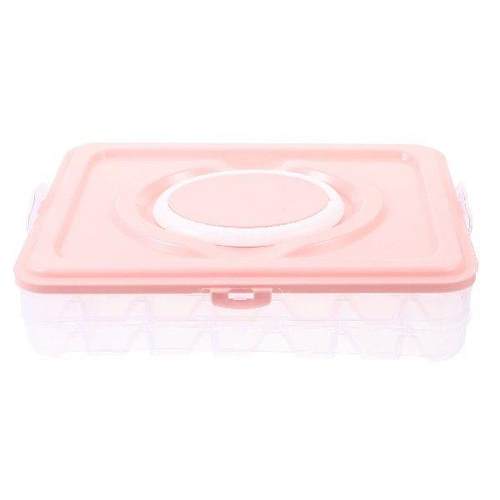 Pink Food Grade Freezer Storage Box 2 Layers PP Material