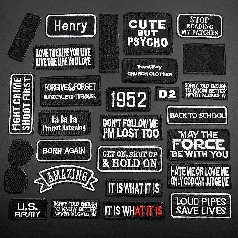 Black Letter Badge ers DIY Embroidery Patches For Clothing I