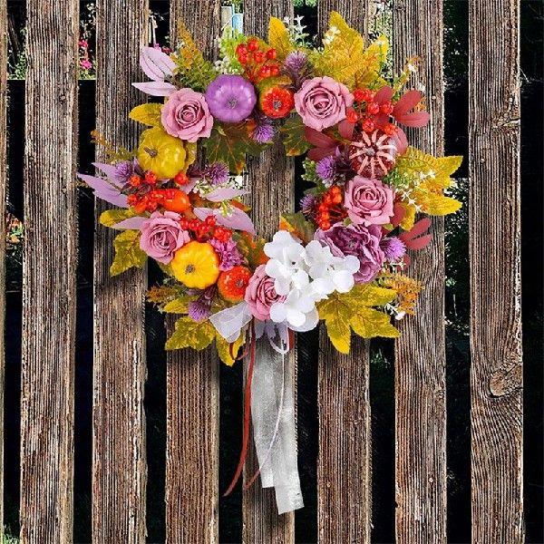 模拟玫瑰南瓜植物花环挂门国