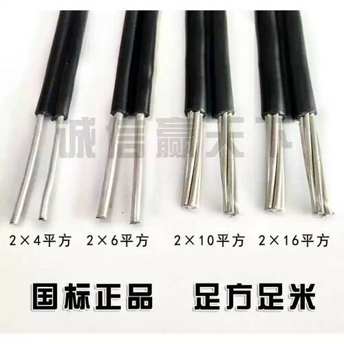国标两芯电线电缆 BLVVB2*4 6 10 平方 铝芯黑色护套线 足100米