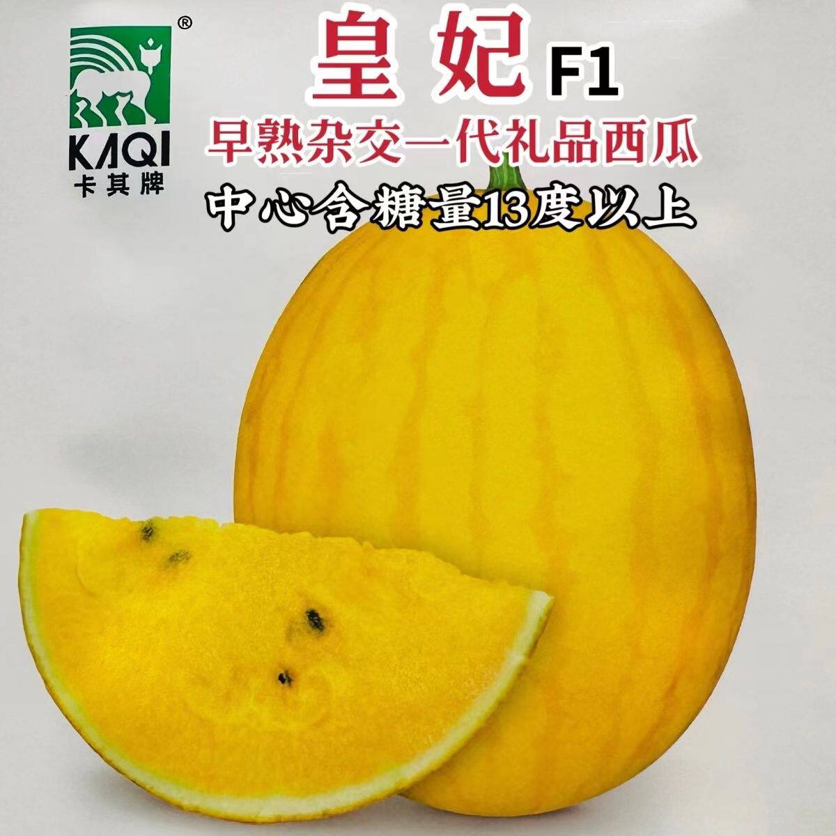 皇妃西瓜种子早熟杂交一代礼品西瓜种籽高圆形黄皮黄肉超甜西瓜孑