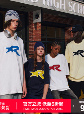 【赵昭仪同款】RASS撞色星星短袖t恤 国潮牌夏季情侣宽松重磅半袖