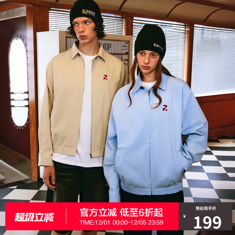 RASS休闲百搭翻领衬衫夹克 国潮牌潮流秋季美式复古拉链情侣外套