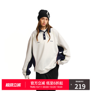 翻领套头上衣 情侣款 RASS坎线polo撞色拼接卫衣 潮牌宽松重磅美式