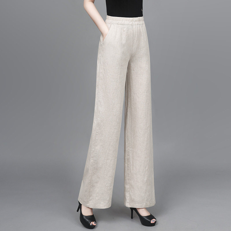 2026夏季新款亚麻阔腿裤女高腰垂感宽松棉麻显瘦百搭时尚休闲长裤