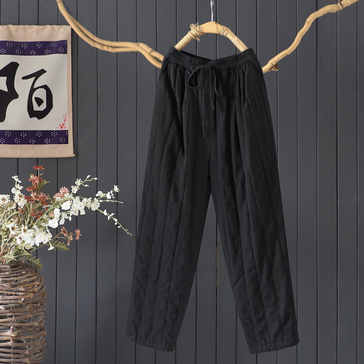文艺复古纯色外穿保暖棉裤女冬季宽松天丝苎麻长裤夹棉加厚哈伦裤,女装/女士精品,棉裤/羽绒裤,淘宝优惠券,粉丝福利购,淘宝优惠卷