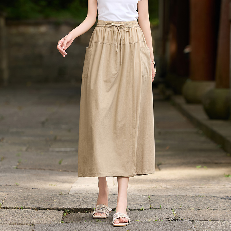 高档冰丝裤裙女夏款休闲裤新款小个子半身裙裤高腰显瘦宽松阔腿裤