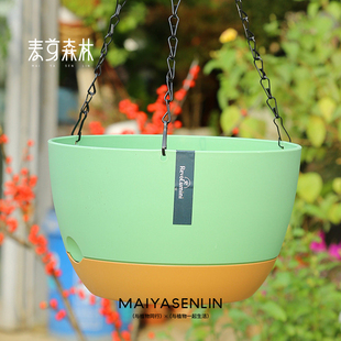 垂吊盆常春藤蓝绿萝花盆加厚树脂塑料悬挂多肉吊兰盆墙壁自吸水