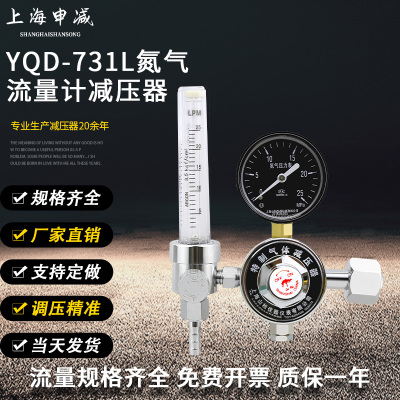 氮气减压阀表带流量计YQD-731L氮气减压器气体流量计减压表实验室