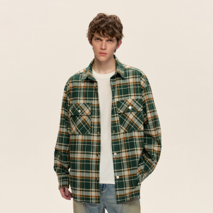 衬衫 长袖 外套松弛感慵懒风衬衣 VISION复古绿格纹休闲工装 CLIMAX