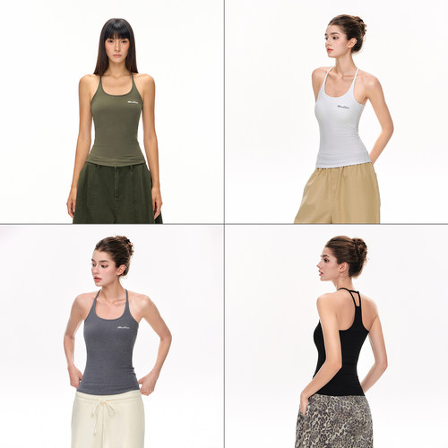 CLIMAX VISION【自带胸垫】柔雾绒感舒弹亲肤修身挂脖坦克背心