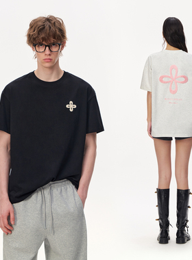 CLIMAX VISION十字花毛巾绣干爽休闲短袖T恤情侣装圆领tee夏季