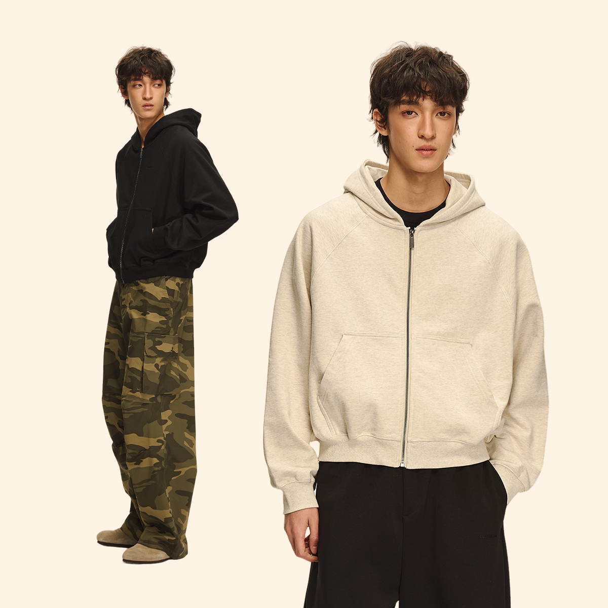 CLIMAXVISION短款廓形拉链帽衫