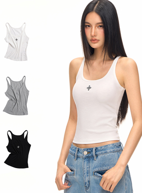 CLIMAX VISION天然优可丝肌理感十字花U领弹力打底吊带背心