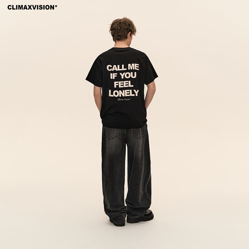 CLIMAX VISION230克创意趣味字母印花短袖T恤美式复古情侣tee潮牌