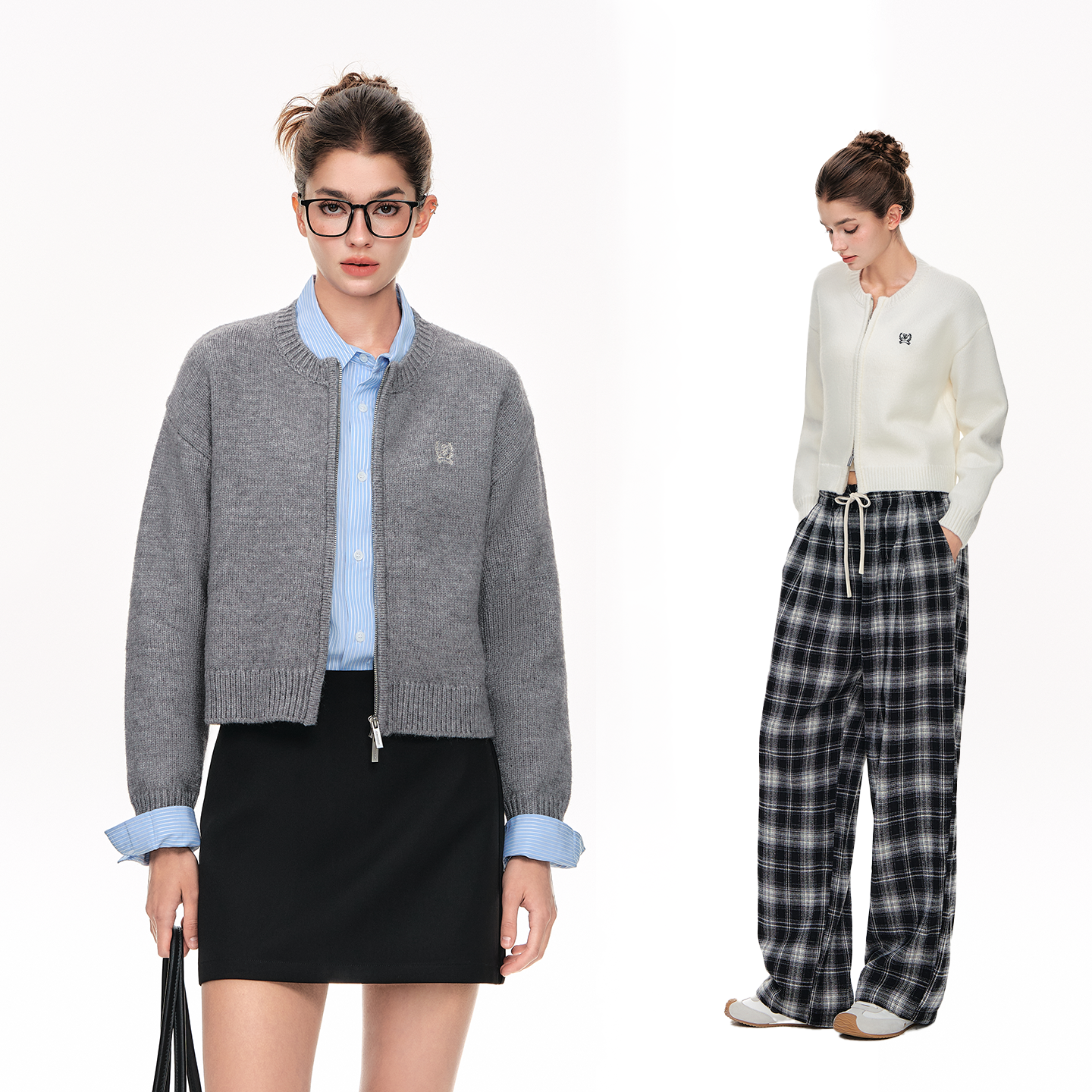 CLIMAX VISION软糯厚实慵懒风肌理感短款针织开衫毛衣外套