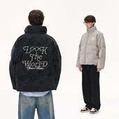 CLIMAX VISION优质鲜绒 珍珠钉珠刺绣环保PU皮保暖面包羽绒服外套