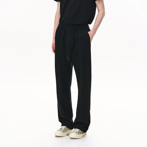 CLIMAX VISION浮雕肌理感斜纹基础款合身收腿显瘦直筒长裤