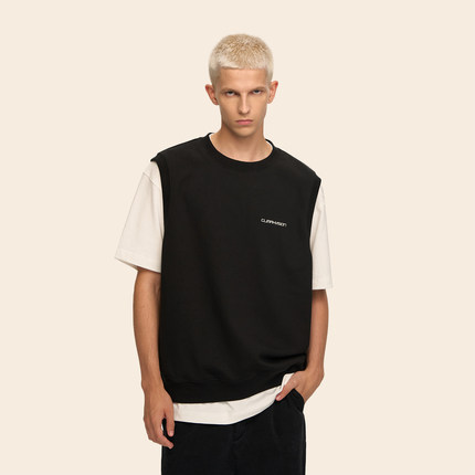 CLIMAX VISION455克重磅针织毛圈叠穿运动背心男宽松坎肩无袖T恤