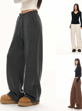 CLIMAX VISION温暖一条过冬/重磅双面摇粒绒保暖休闲直筒裤长裤女