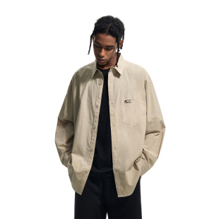 男美式 衬衫 复古宽松衬衣 VISION字母刺绣全棉纯色休闲长袖 CLIMAX