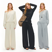 长裤 CLIMAX VISION莱赛尔天丝棉柔顺斜肩一字肩两穿慵懒长袖