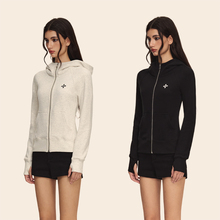 CLIMAX VISION秋季软糯针织沙漏腰高领拉链显瘦开衫连帽卫衣女款