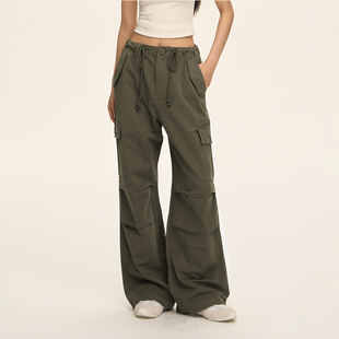 裤 CLIMAX 女宽松直筒工装 复古多口袋抽绳褶皱伞兵裤 VISION美式