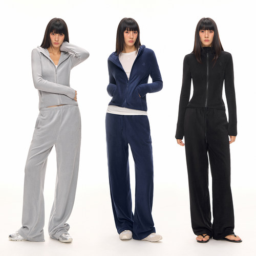 CLIMAX VISION软糯亲肤双面暖绒保暖连帽外套/直筒休闲长裤套装