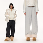 CLIMAX VISION摇粒绒翻边拼接葫芦纹加绒加厚夹棉保暖直筒长裤 女