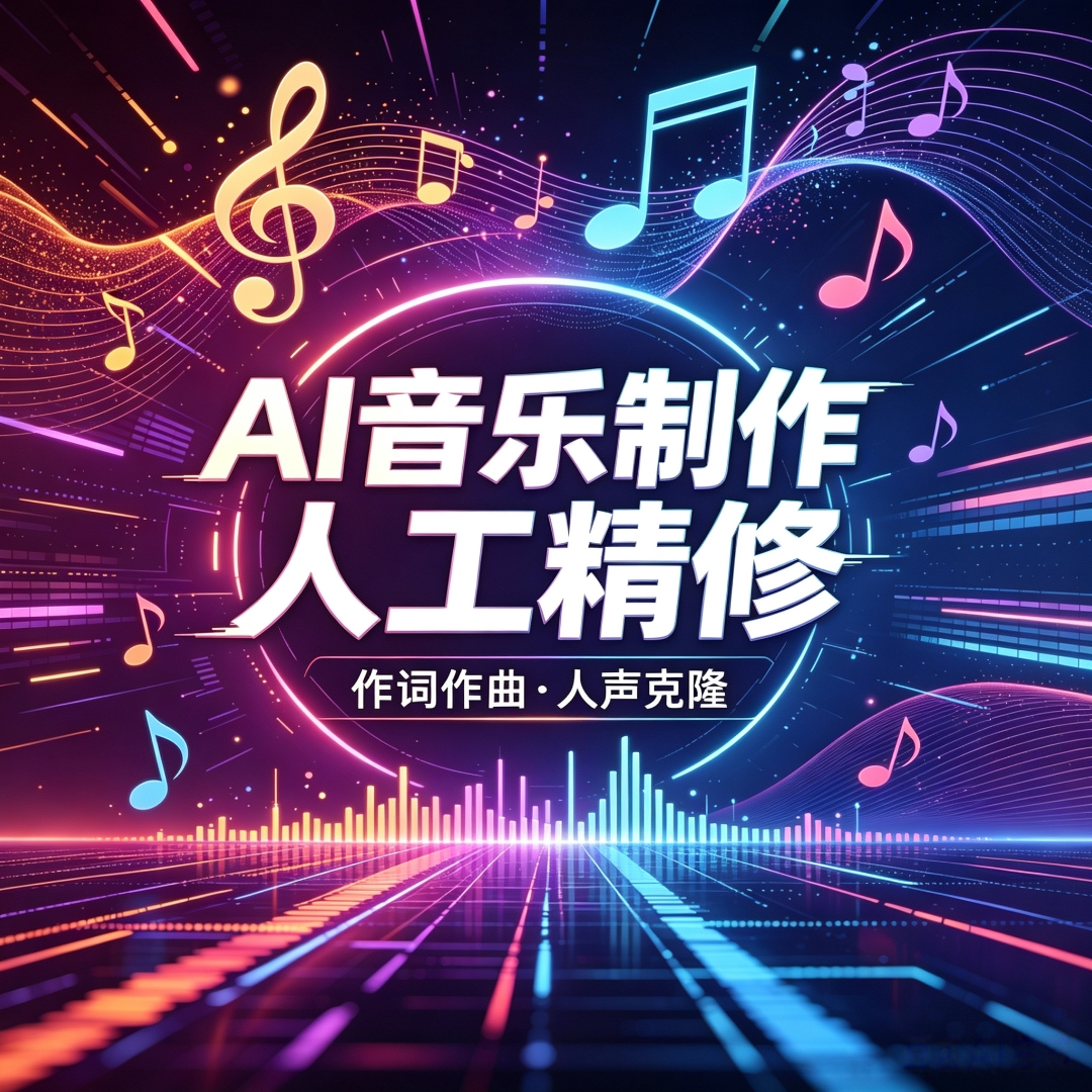 AI音乐制作原创作词作曲编曲代唱人声克隆建模 歌曲伴奏定制