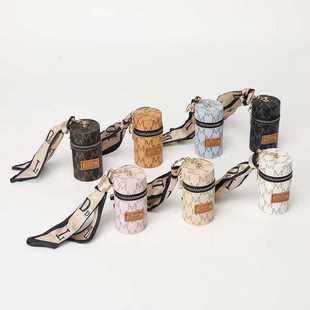 时尚老花零钱包M字母印花精致丝巾圆桶口红包女零钱钥匙收纳小包