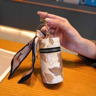 零钱包女中国风花卉图案水桶口红包小巧耳机钥匙收纳包钥匙挂件包