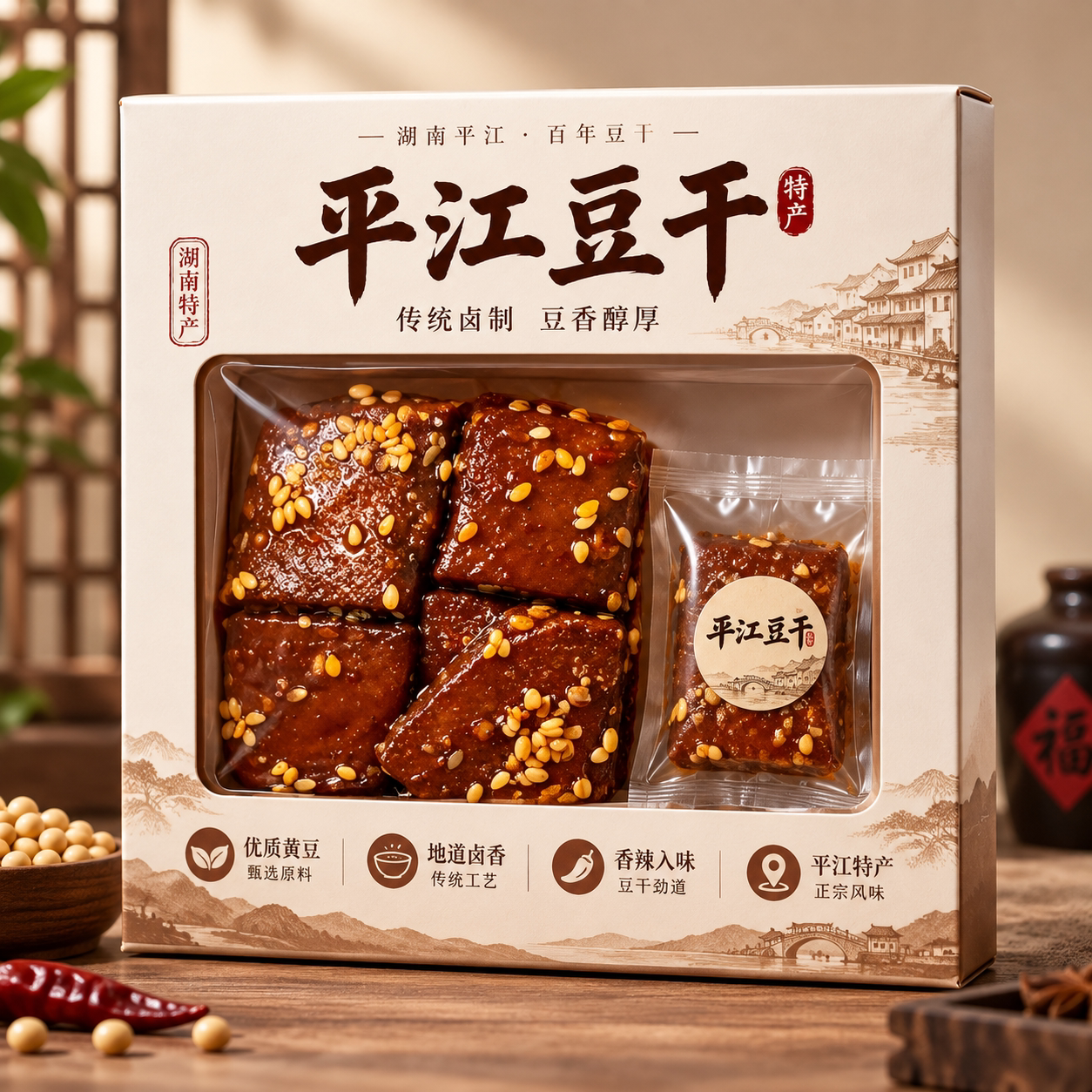 平江豆干湖南特产小包装散装香辣小零食老卤长寿酱干柴火薄香干子