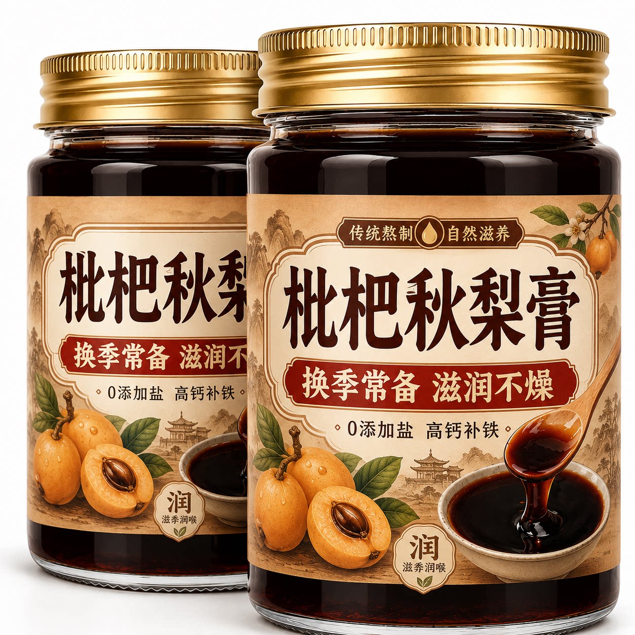 传统正宗枇杷秋梨膏润肺止咳正宗川贝枇杷秋梨膏官方旗舰店无添加