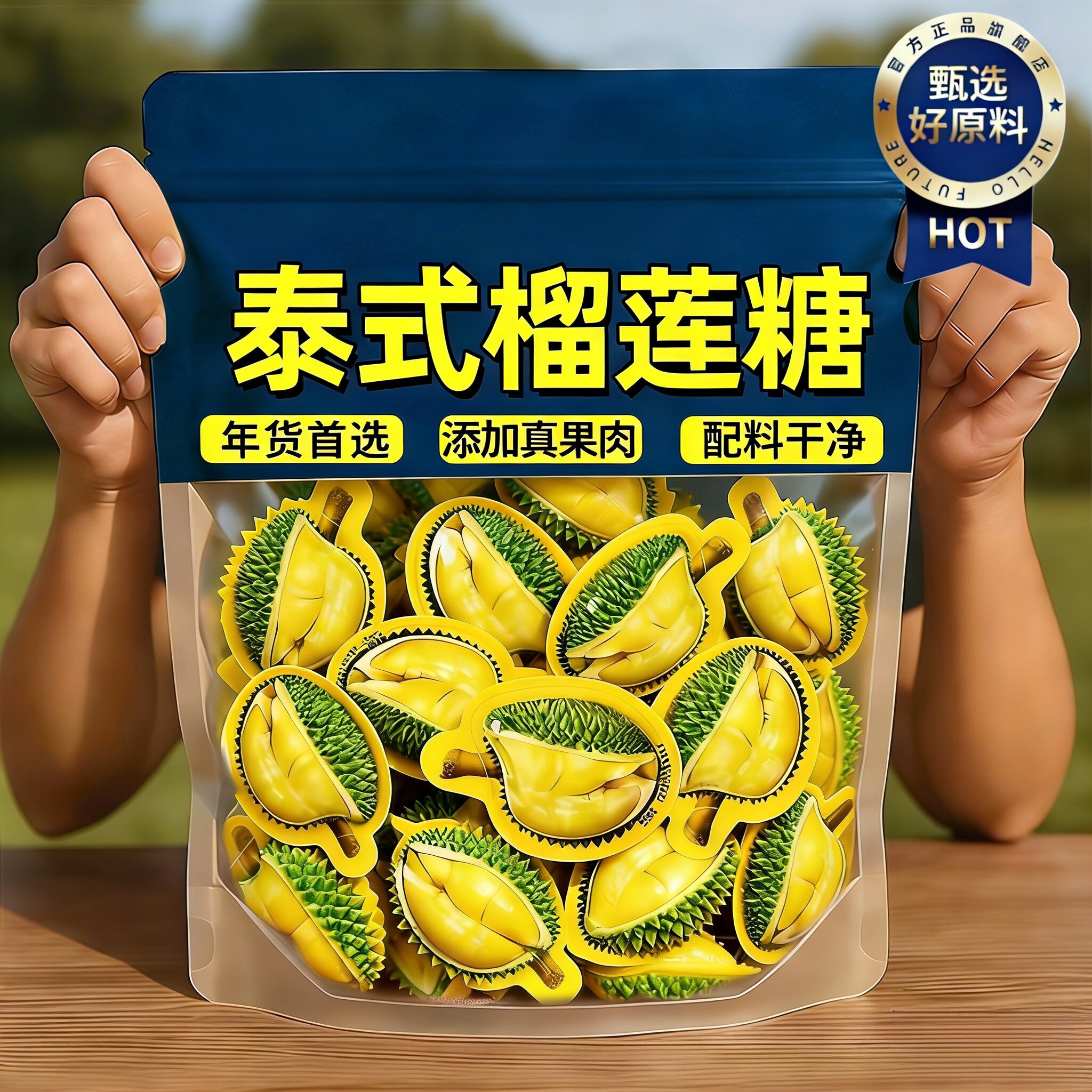 央妈推荐泰国原装进口榴莲糖正宗3d榴莲软糖网红年货糖果特浓奶糖