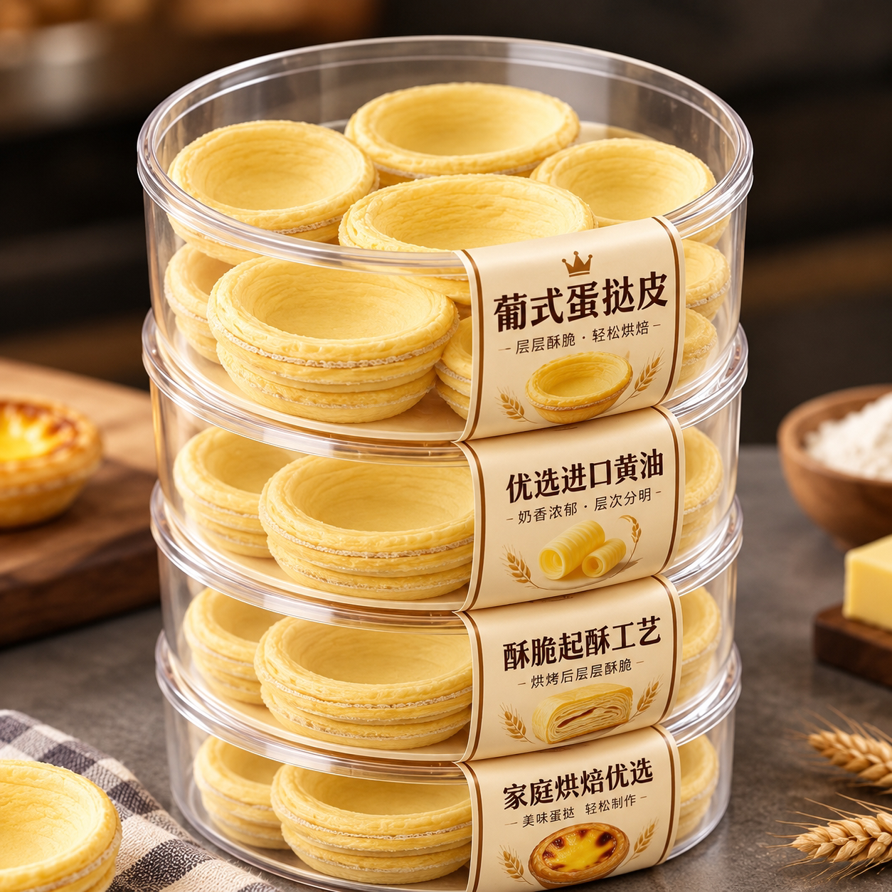 葡式蛋挞皮家用烘焙生皮半成品烤箱空气炸锅蛋挞液套餐官方旗舰店