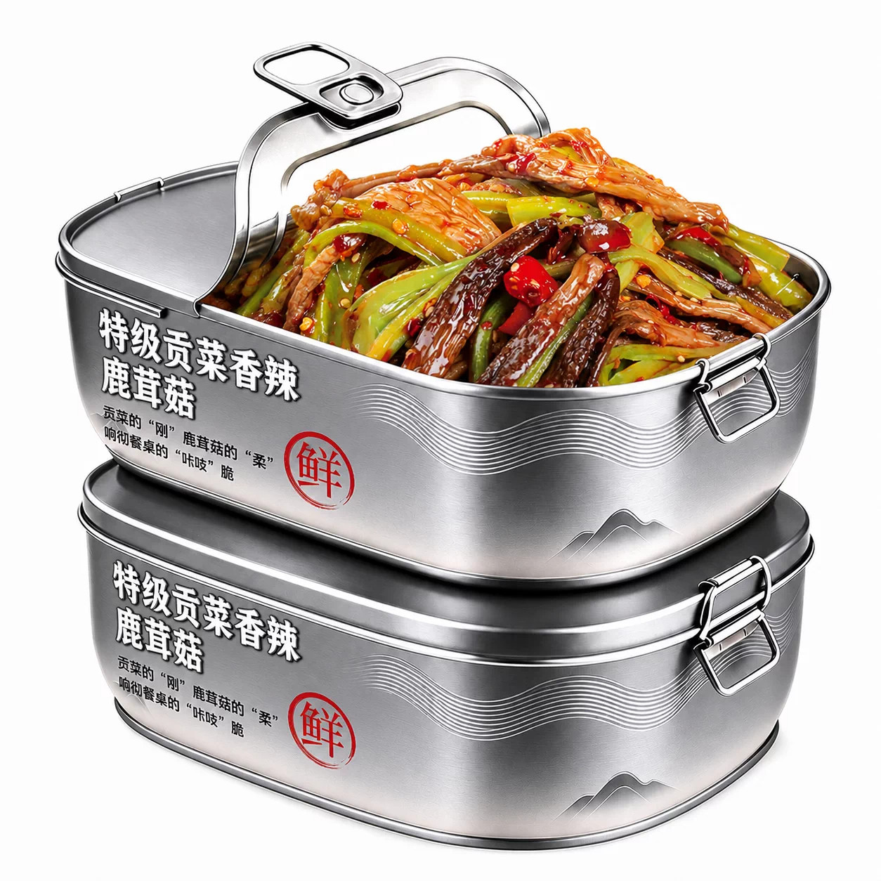 贡菜鹿茸菇开袋即食湖南下饭菜特产湘味红油素食菜拌饭面菌菇解馋