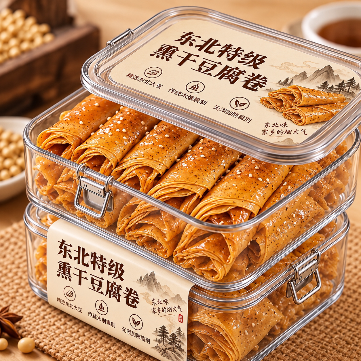 五香干豆腐卷东北熏干豆腐卷东北特产豆制品小吃鸡汁豆皮卷千张