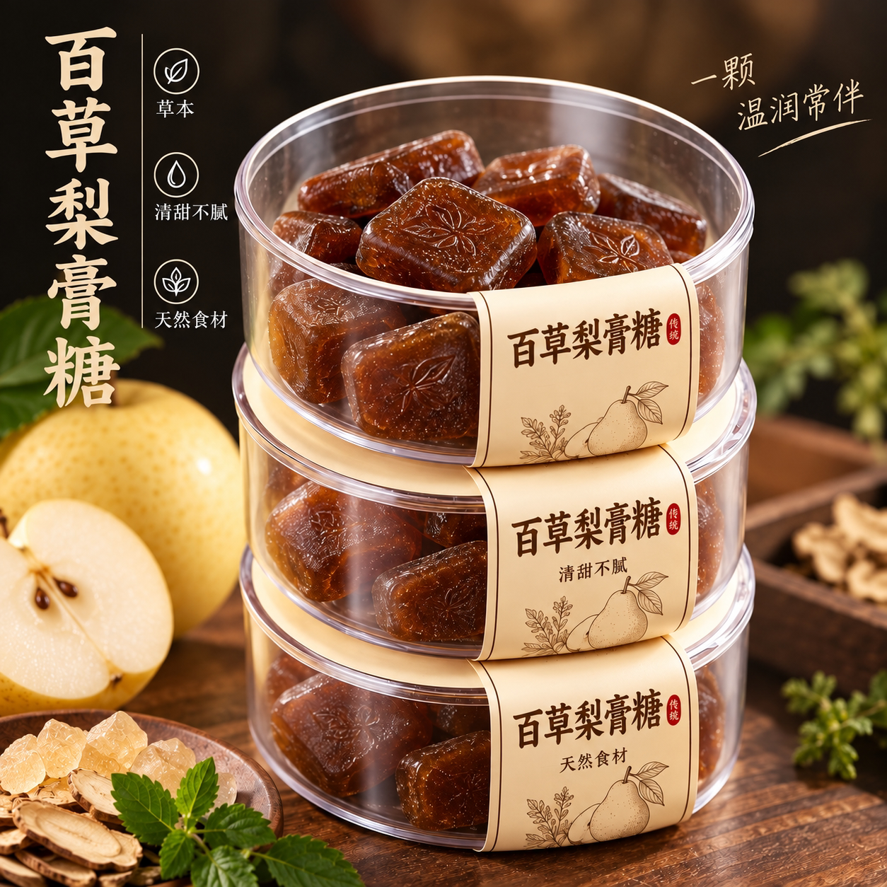 百草梨膏糖正宗秋梨糖薄荷糖手工梨膏正品独立包装官方旗舰店
