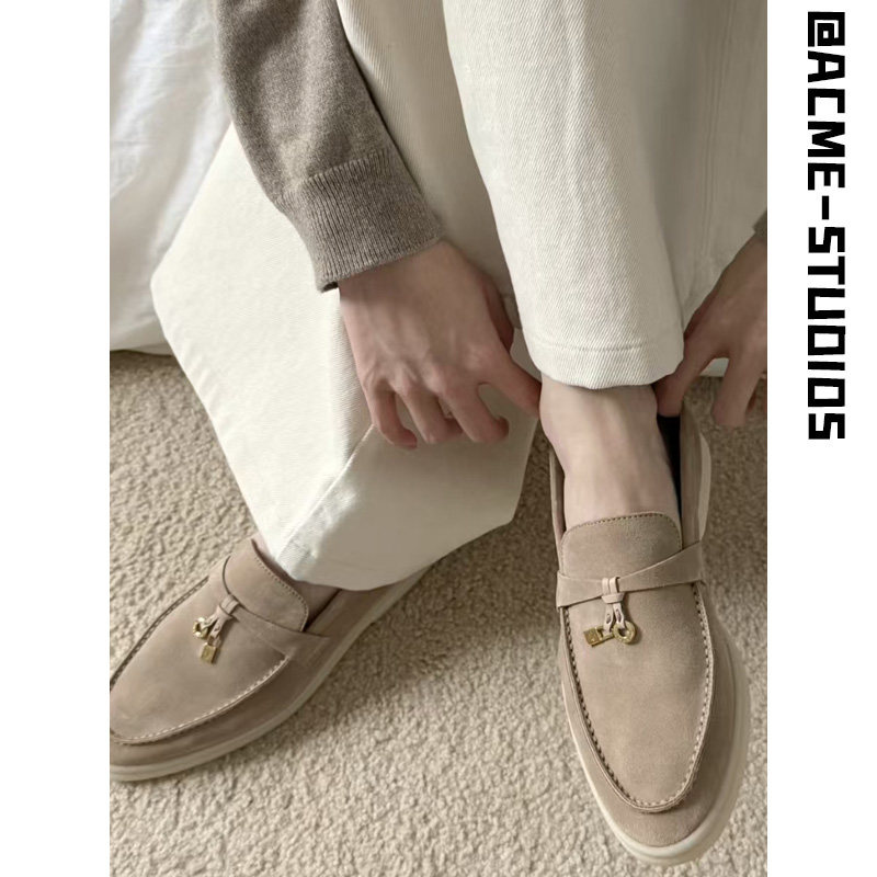 LP高级感真皮豆豆鞋男超软一脚蹬反绒麂皮乐福鞋女老钱风英伦单鞋,女鞋,乐福鞋（豆豆鞋）,淘宝优惠券,粉丝福利购,淘宝优惠卷