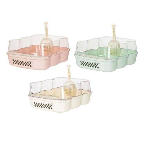 Cat Litter Box with High Side, Semi Enclosed, Litter Box,