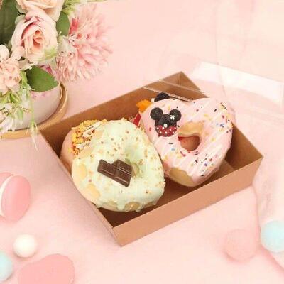 25 Pcs with Plastic Lid Square Cake Boxes Brown White Large