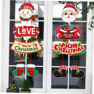 Christmas Couplets Santa Claus snowman door hanging圣诞挂饰