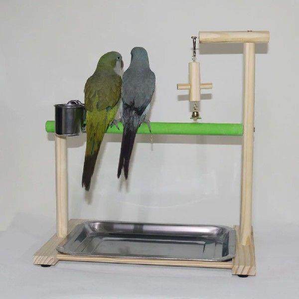Bird Perch Stand Parrot Wood Stand Rack With Bell Toy