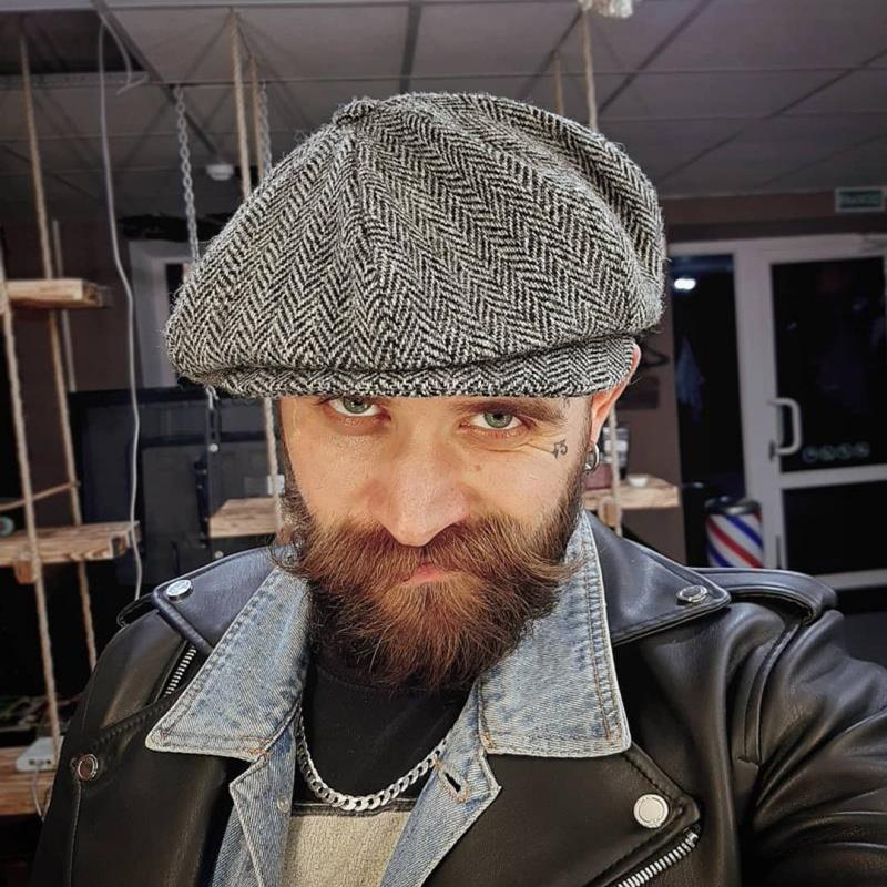 high quality Wool Tweed Newsboy Cap for Men Women Herringbon