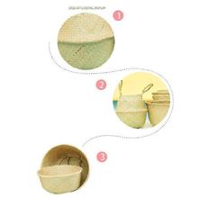 Seaweed Woven Shopping Basket Plant Flowerpot Foldable